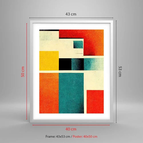 Affiche dans un cadre blanc - Poster - Abstraction géométrique – bonne énergie - 40x50 cm