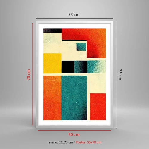 Affiche dans un cadre blanc - Poster - Abstraction géométrique – bonne énergie - 50x70 cm