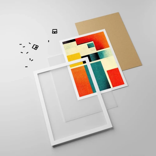 Affiche dans un cadre blanc - Poster - Abstraction géométrique – bonne énergie - 70x100 cm