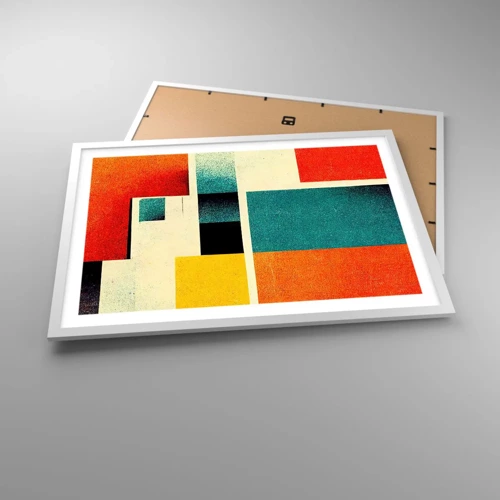 Affiche dans un cadre blanc - Poster - Abstraction géométrique – bonne énergie - 70x50 cm
