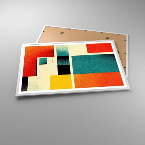 Affiche dans un cadre blanc - Poster - Abstraction géométrique – bonne énergie - 91x61 cm