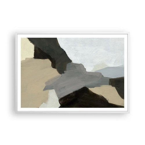 Affiche dans un cadre blanc - Poster - Abstraction : le carrefour du gris - 100x70 cm