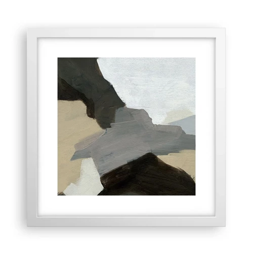 Affiche dans un cadre blanc - Poster - Abstraction : le carrefour du gris - 30x30 cm