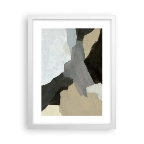 Affiche dans un cadre blanc - Poster - Abstraction : le carrefour du gris - 30x40 cm