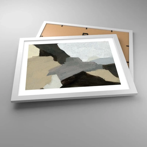 Affiche dans un cadre blanc - Poster - Abstraction : le carrefour du gris - 40x30 cm