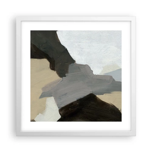 Affiche dans un cadre blanc - Poster - Abstraction : le carrefour du gris - 40x40 cm
