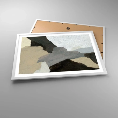 Affiche dans un cadre blanc - Poster - Abstraction : le carrefour du gris - 70x50 cm