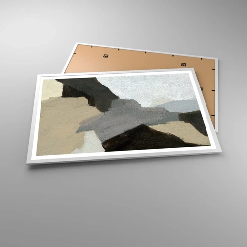Affiche dans un cadre blanc - Poster - Abstraction : le carrefour du gris - 91x61 cm