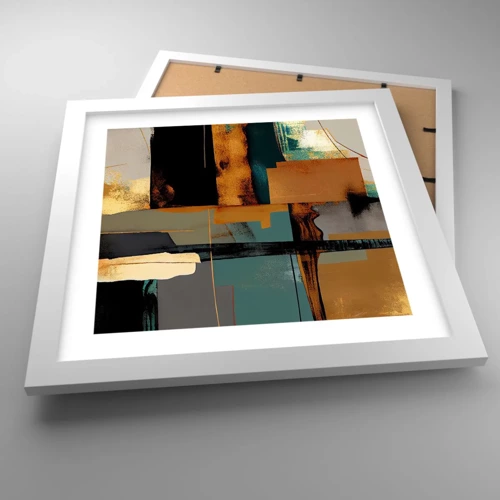Affiche dans un cadre blanc - Poster - Abstraction – lumière et ombre - 30x30 cm