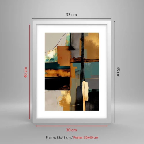 Affiche dans un cadre blanc - Poster - Abstraction – lumière et ombre - 30x40 cm