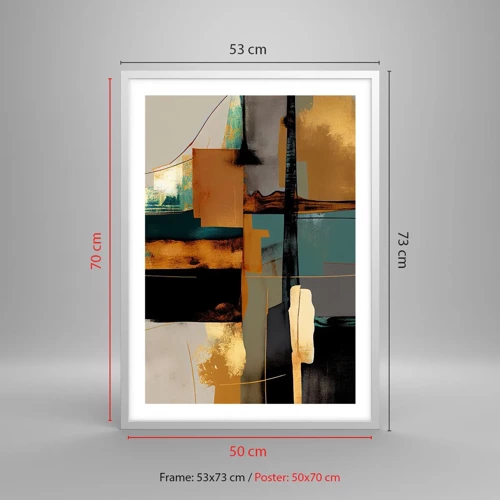 Affiche dans un cadre blanc - Poster - Abstraction – lumière et ombre - 50x70 cm