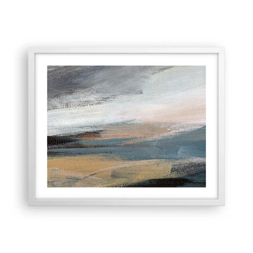 Affiche dans un cadre blanc - Poster - Abstraction : paysage nordique - 50x40 cm