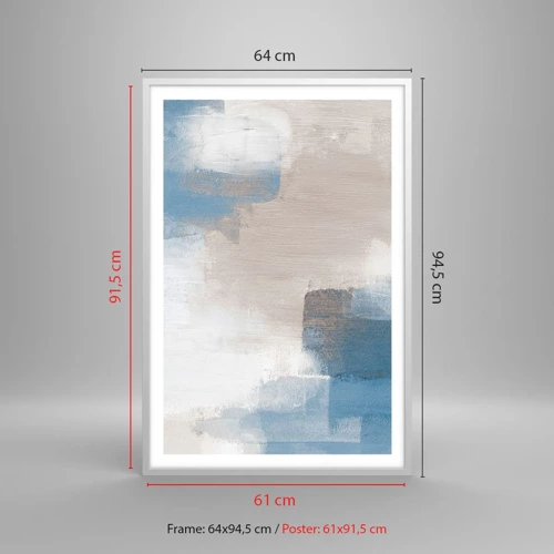 Affiche dans un cadre blanc - Poster - Abstraction rose derrière un rideau de bleu - 61x91 cm