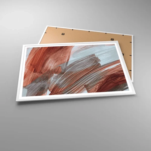 Affiche dans un cadre blanc - Poster - Abstraction venteuse et automnale - 100x70 cm