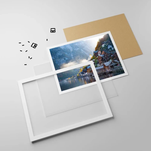 Affiche dans un cadre blanc - Poster - Ambiance alpine - 50x40 cm