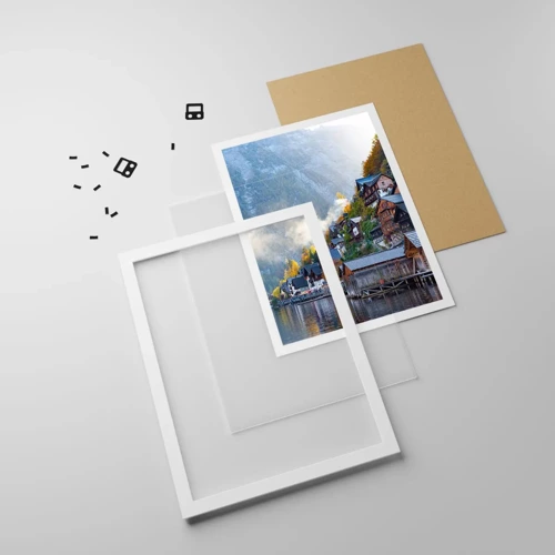 Affiche dans un cadre blanc - Poster - Ambiance alpine - 50x70 cm