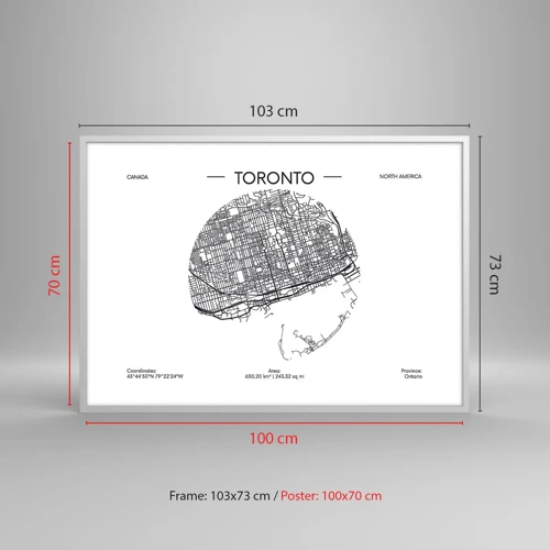 Affiche dans un cadre blanc - Poster - Anatomie de Toronto - 100x70 cm