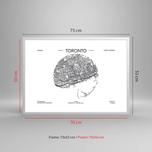 Affiche dans un cadre blanc - Poster - Anatomie de Toronto - 70x50 cm