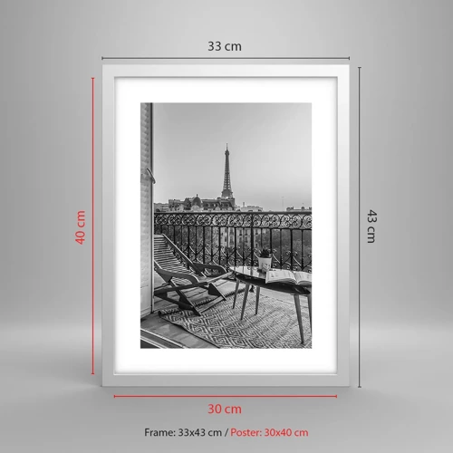 Affiche dans un cadre blanc - Poster - Après-midi parisien - 30x40 cm