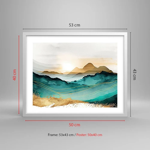 Affiche dans un cadre blanc - Poster - Au frontière de l’abstraction – paysage - 50x40 cm