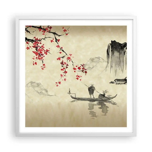 Affiche dans un cadre blanc - Poster - Au pays des cerisiers en fleurs - 60x60 cm
