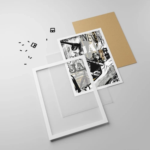 Affiche dans un cadre blanc - Poster - Au rythme de New York - 50x70 cm
