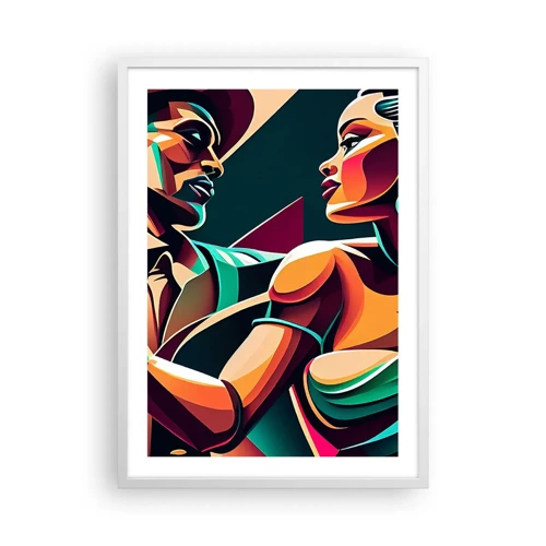 Affiche dans un cadre blanc - Poster - Au rythme du coeur - 50x70 cm