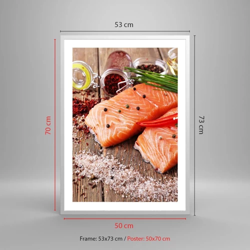 Affiche dans un cadre blanc - Poster - Aventure norvégienne dans la cuisine - 50x70 cm