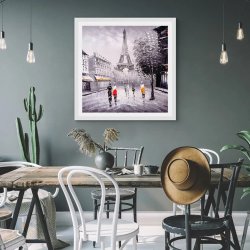 Affiche dans un cadre blanc - Poster - Balade parisienne - 40x40 cm