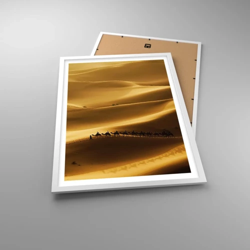 Affiche dans un cadre blanc - Poster - Caravane sur les vagues du désert - 50x70 cm