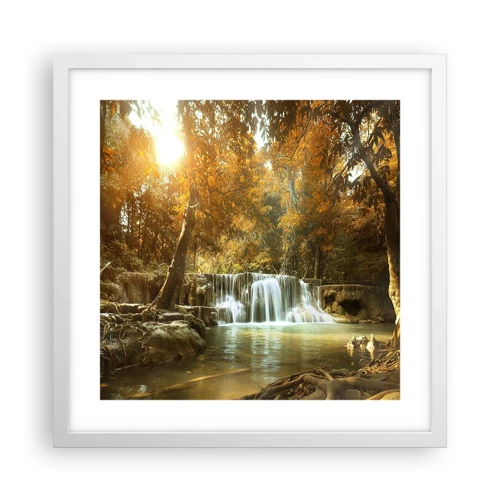 Affiche dans un cadre blanc - Poster - Cascade du parc - 40x40 cm