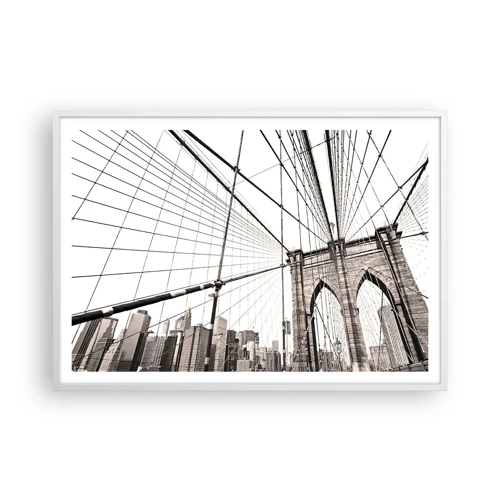 Affiche dans un cadre blanc - Poster - Cathédrale New Yorkaise - 100x70 cm