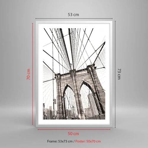 Affiche dans un cadre blanc - Poster - Cathédrale New Yorkaise - 50x70 cm