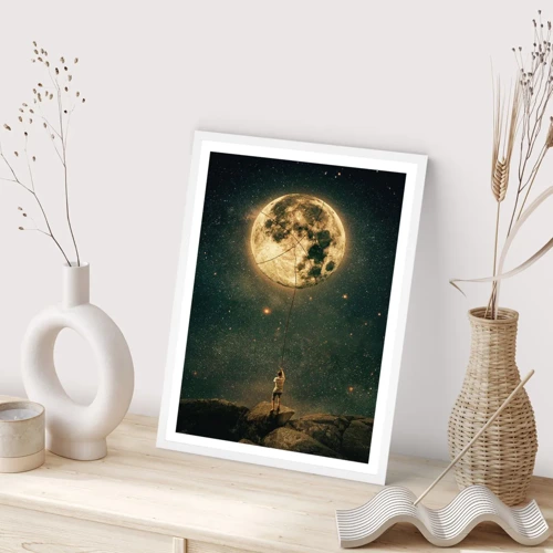 Affiche dans un cadre blanc - Poster - Celui qui a volé la lune - 30x40 cm