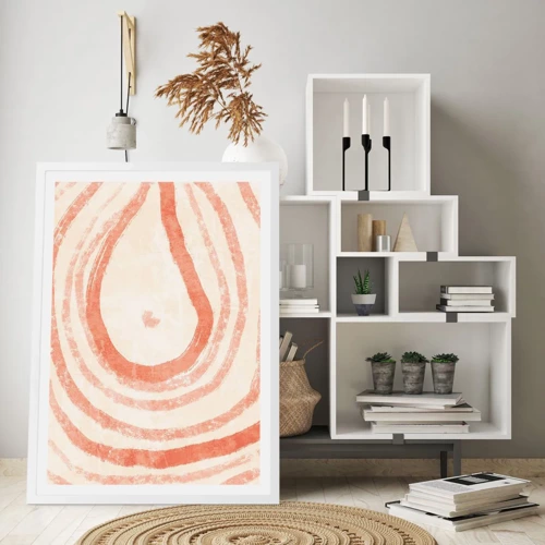Affiche dans un cadre blanc - Poster - Cercles de corail – composition - 50x70 cm