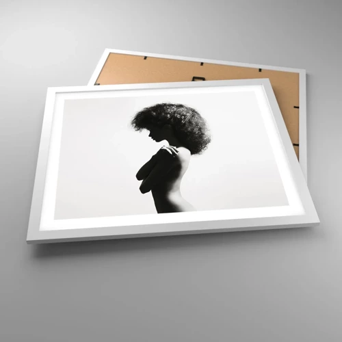 Affiche dans un cadre blanc - Poster - Comme une fleur au bout d'une fine tige - 50x40 cm