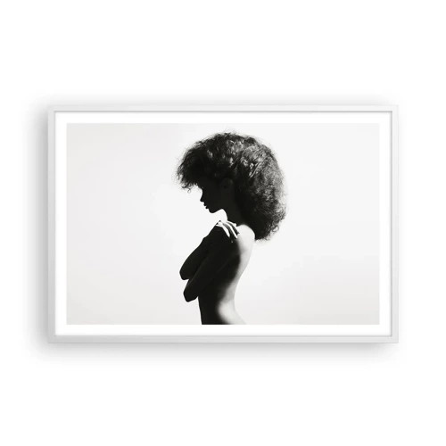 Affiche dans un cadre blanc - Poster - Comme une fleur au bout d'une fine tige - 91x61 cm