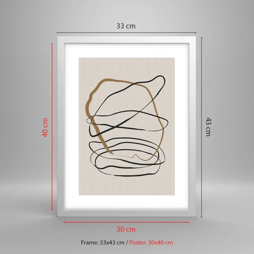Affiche dans un cadre blanc - Poster - Composition – danse en boucle - 30x40 cm
