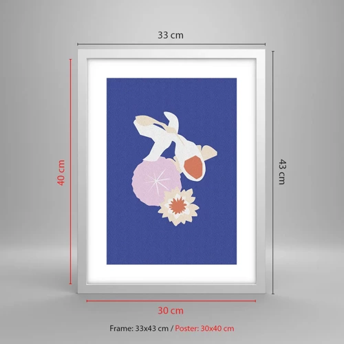 Affiche dans un cadre blanc - Poster - Composition de fleurs et de bourgeons - 30x40 cm