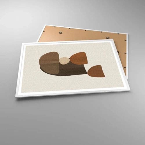 Affiche dans un cadre blanc - Poster - Composition de marrons - 100x70 cm