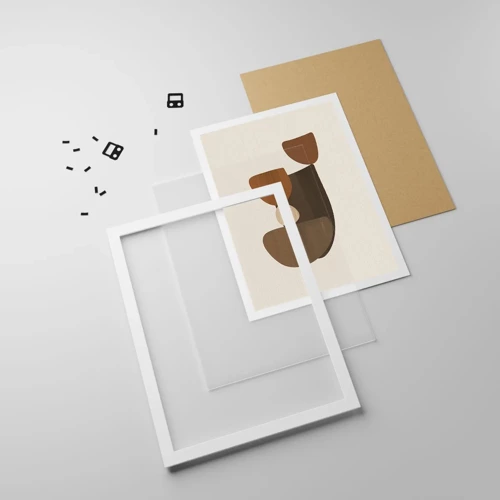 Affiche dans un cadre blanc - Poster - Composition de marrons - 30x40 cm