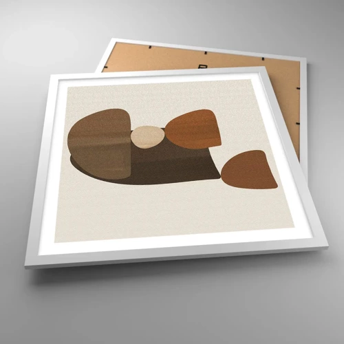 Affiche dans un cadre blanc - Poster - Composition de marrons - 50x50 cm