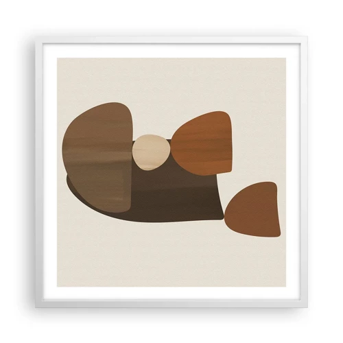 Affiche dans un cadre blanc - Poster - Composition de marrons - 60x60 cm