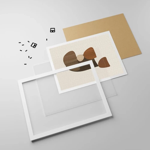 Affiche dans un cadre blanc - Poster - Composition de marrons - 91x61 cm