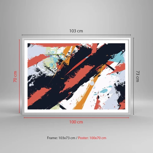 Affiche dans un cadre blanc - Poster - Composition dynamique - 100x70 cm