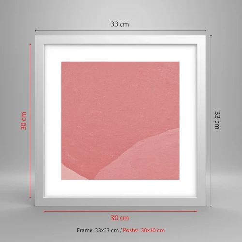 Affiche dans un cadre blanc - Poster - Composition organique en rose - 30x30 cm