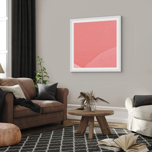 Affiche dans un cadre blanc - Poster - Composition organique en rose - 30x30 cm