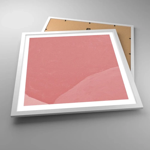 Affiche dans un cadre blanc - Poster - Composition organique en rose - 50x50 cm