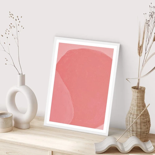 Affiche dans un cadre blanc - Poster - Composition organique en rose - 70x100 cm