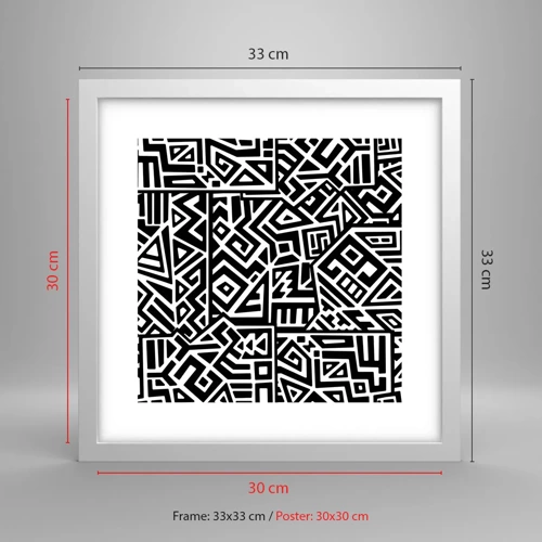 Affiche dans un cadre blanc - Poster - Composition précolombienne - 30x30 cm